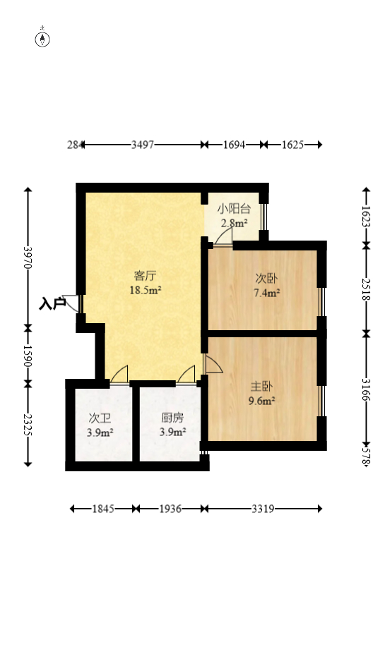 美丽华居  2室1厅1卫   88.00万室内图1