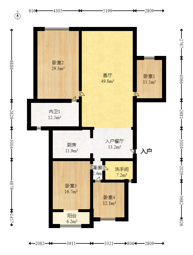 融科檀香山（融科紫檀、香山国际）  4室2厅2卫   369.50万室内图1