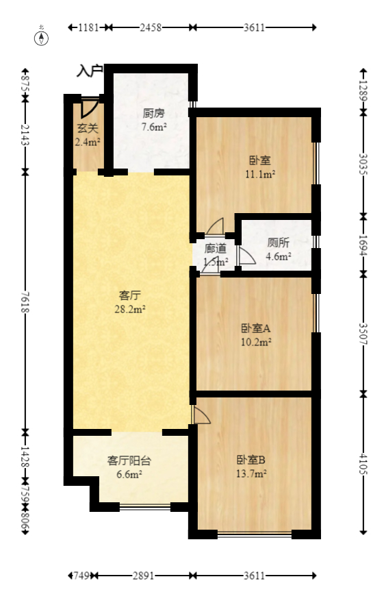 万科白鹭郡  3室2厅2卫    128.8万室内图1