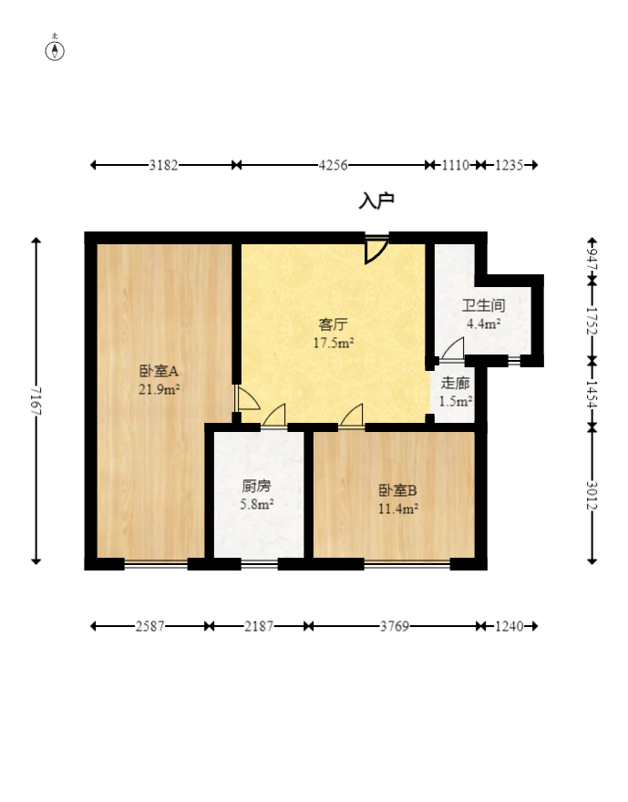 中信文化广场（中信新城二期）  2室1厅1卫   52.00万室内图1