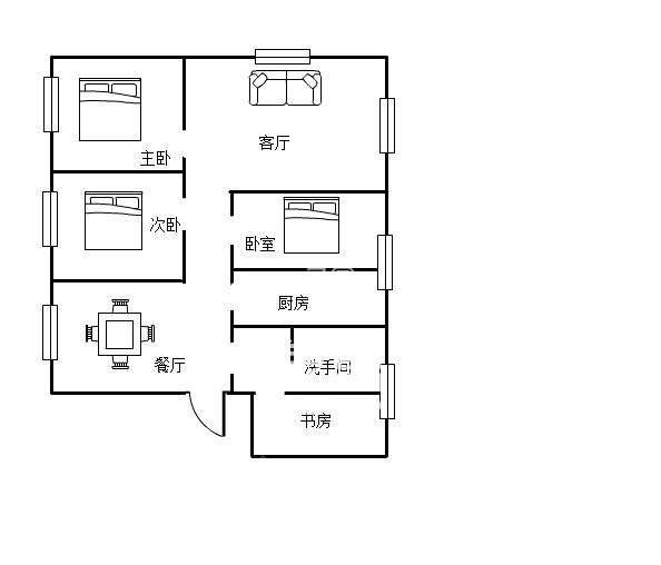 碧玉花园  2室2厅1卫   1300.00元/月室内图1