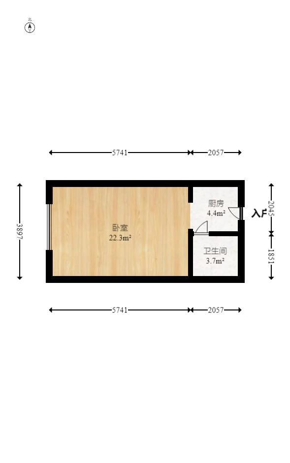 中云公寓  1室0厅1卫    35.0万室内图1