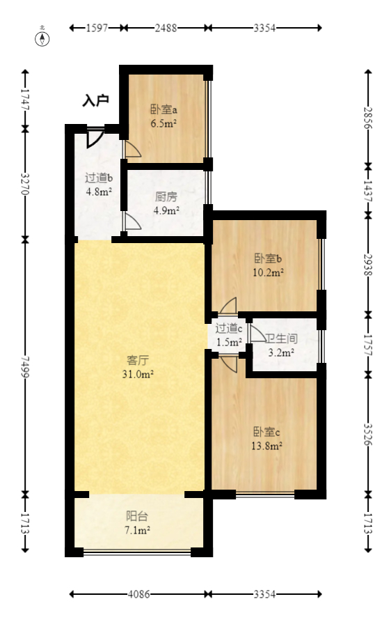 金谷豪庭  3室2厅2卫   60.50万室内图1