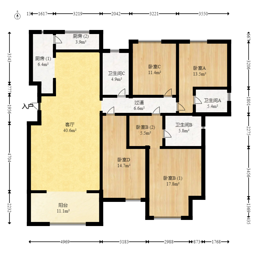 中建梅溪湖中心  4室2厅3卫   330.00万室内图1