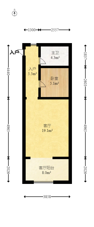 明城公寓  1室1厅0卫   36.00万室内图1