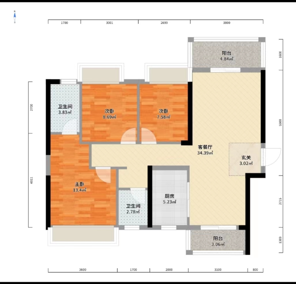 蓝溪谷 3室2厅2卫 57.0万 蓝溪谷 3室2厅2卫 57.0万室内图
