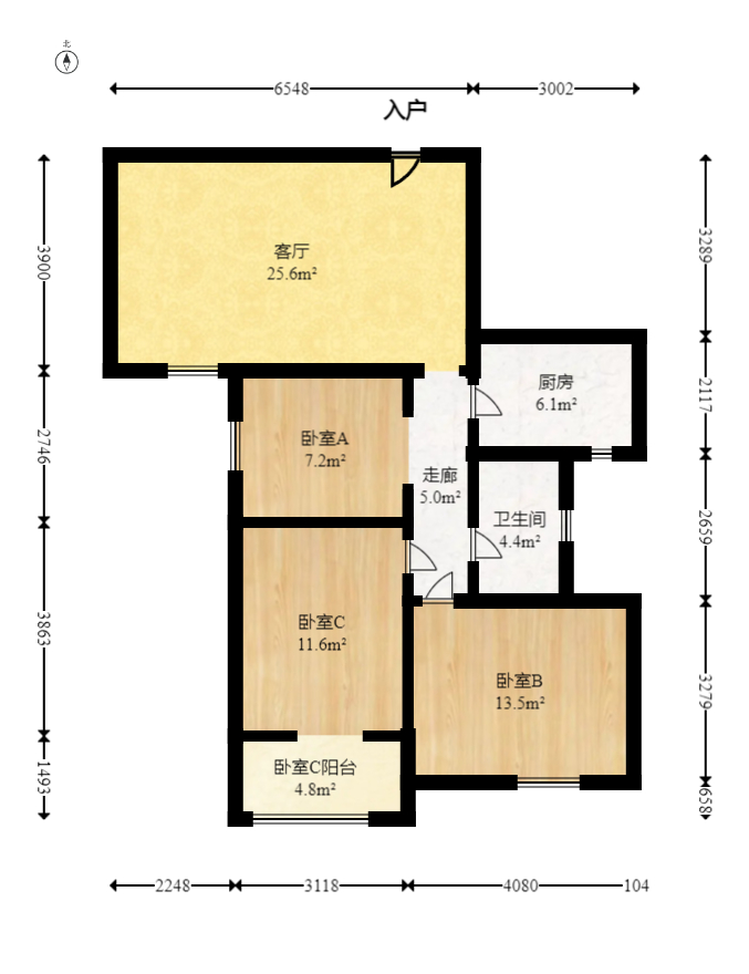 保利花园  3室2厅1卫   96.80万室内图1