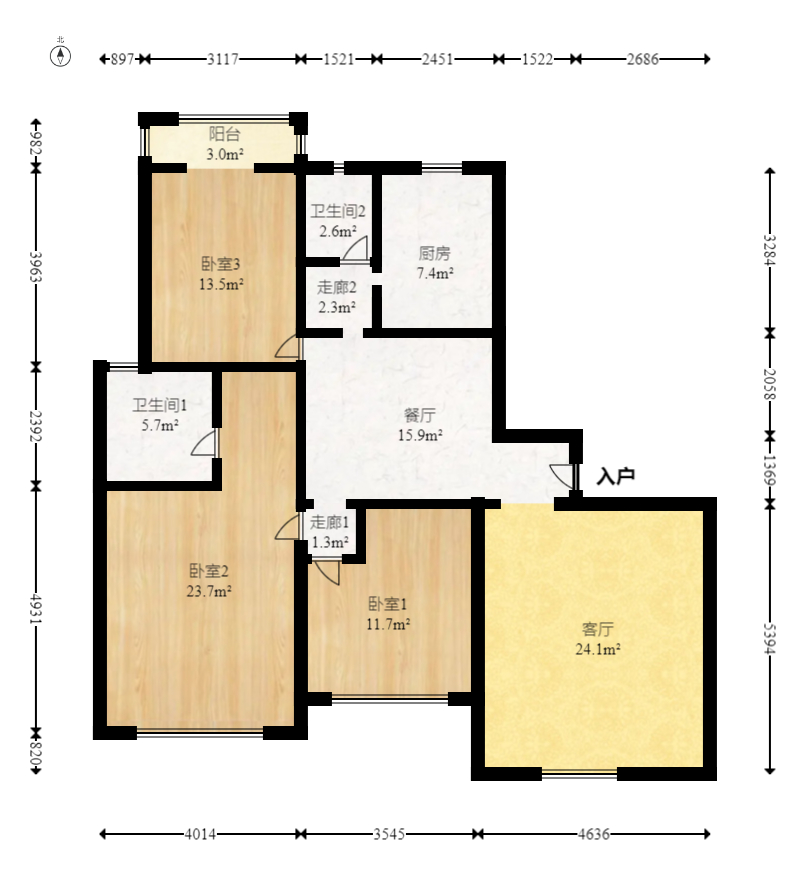 长城雅苑 3室2厅2卫 140.00万 长城雅苑 3室2厅2卫 140.00万户型图