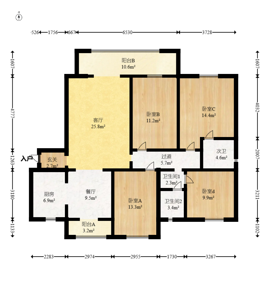 世茂璀璨天城  4室2厅2卫    163.0万 世茂璀璨天城  4室2厅2卫    163.0万户型图