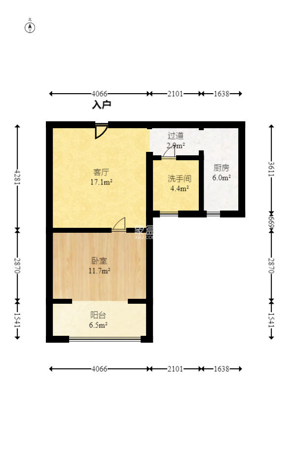 三力公寓（三力国际）  1室1厅1卫   41.50万室内图1