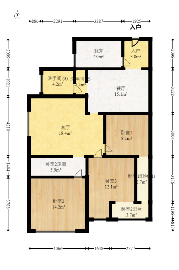 万博汇  3室1厅1卫   180.00万室内图1