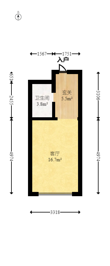 保利天禧EF区  2室2厅1卫    54.88万室内图1