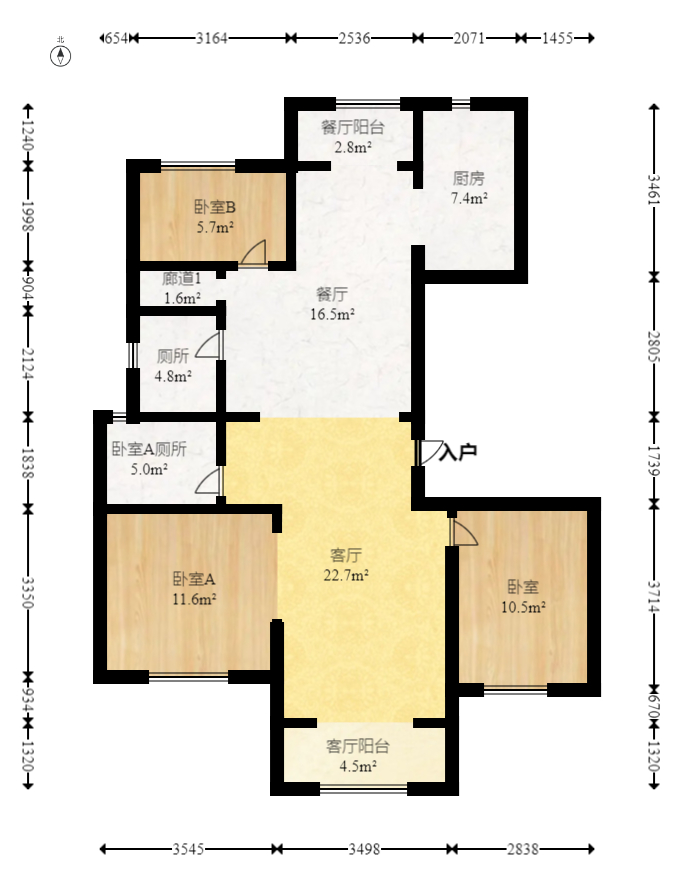 建发电建江山悦  3室2厅2卫   130.00万室内图1