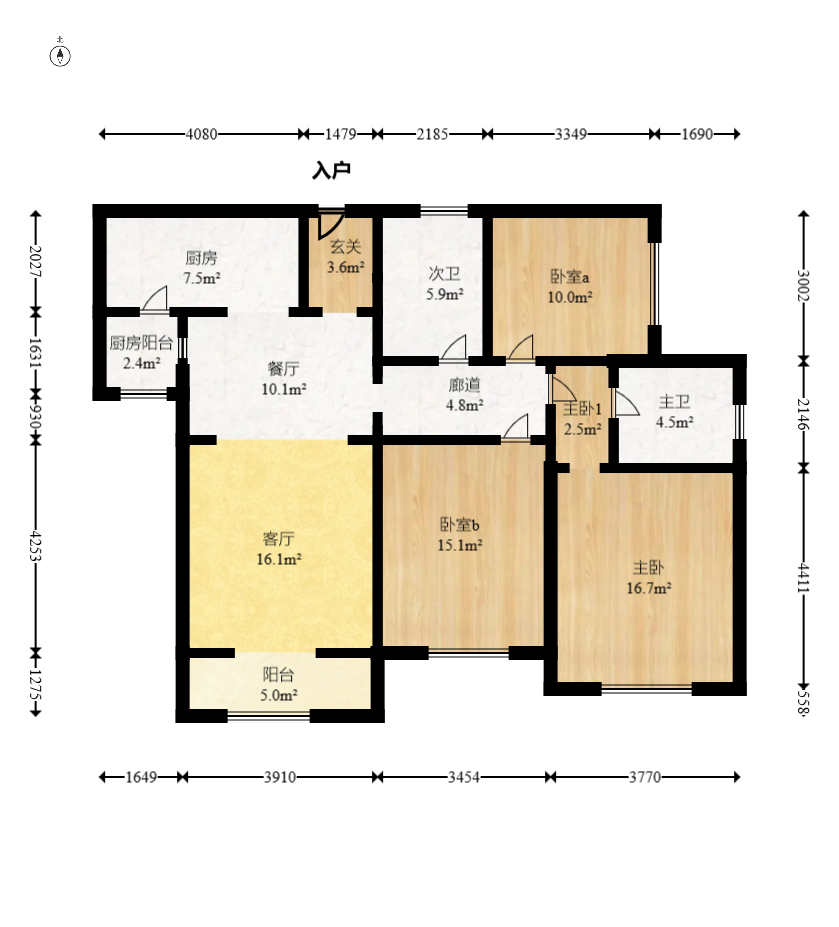 中国铁建梅溪青秀二期  3室2厅2卫   166.00万室内图1