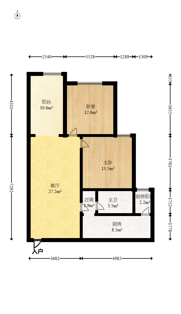 万象新天  3室1厅1卫   98.00万室内图1
