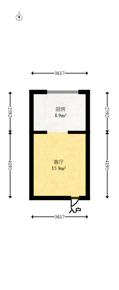 金色loft（鑫秋大厦）  2室1厅1卫   55.00万室内图1