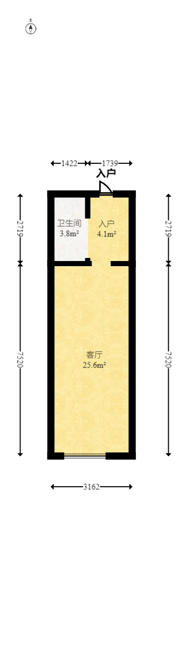 达美涧溪山  1室1厅1卫   65.00万室内图1