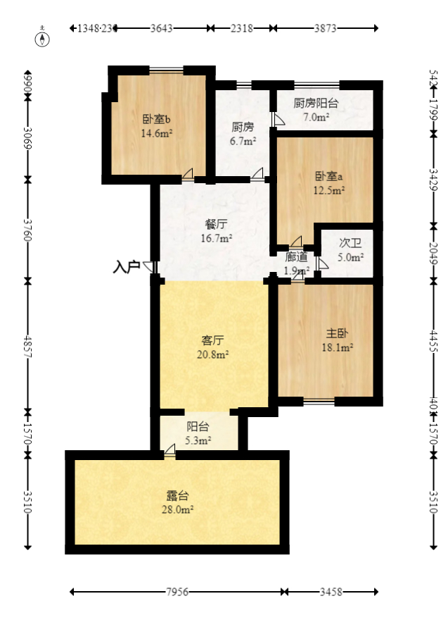 保利麓谷林语E区  3室2厅1卫   85.00万室内图1