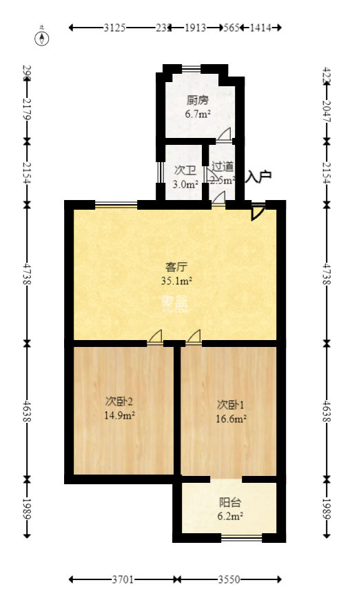 铜铝厂宿舍（白沙路461号）  2室2厅1卫   59.80万