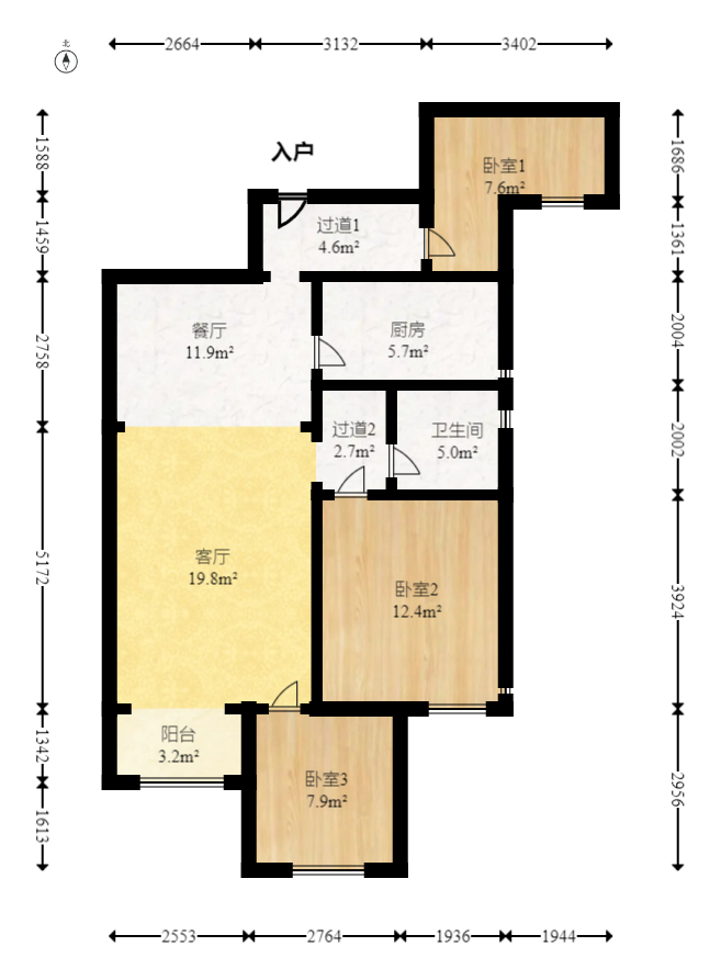 勤诚达境界城  3室2厅1卫    53.0万 勤诚达境界城  3室2厅1卫    53.0万户型图