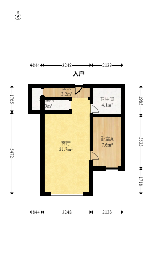 北辰时光里  2室2厅1卫   78.00万室内图1