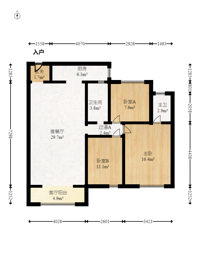 协信星澜汇  3室2厅1卫   150.00万室内图1