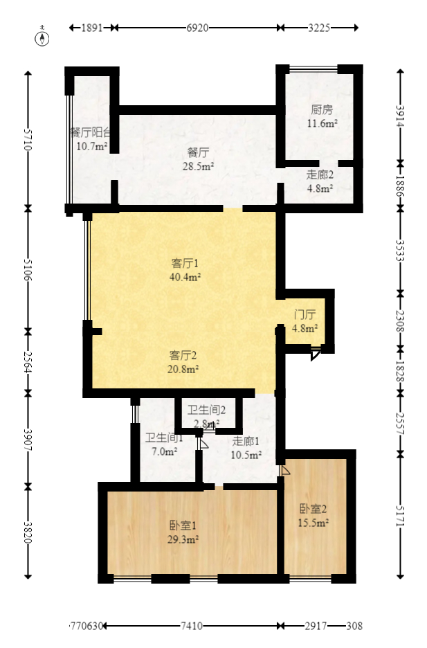 湘江雅颂居  4室2厅4卫   1198.00万室内图1