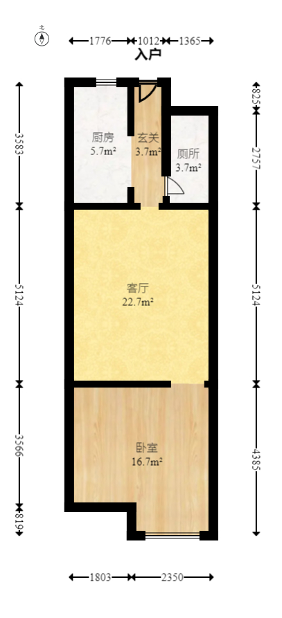 阳光100二期  1室2厅1卫   47.00万室内图1