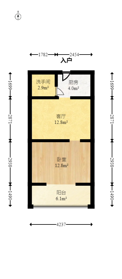 星城映象  1室1厅1卫   29.00万室内图1