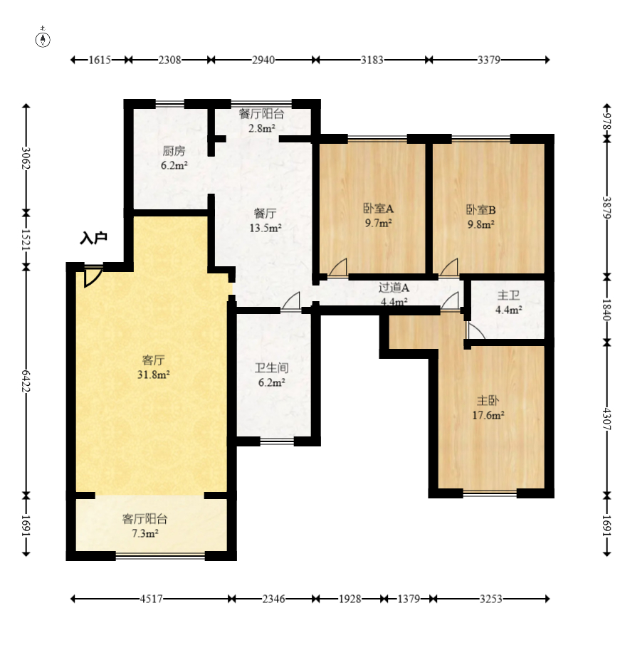 八方小区A区  4室2厅2卫    439.0万 八方小区A区  4室2厅2卫    439.0万户型图