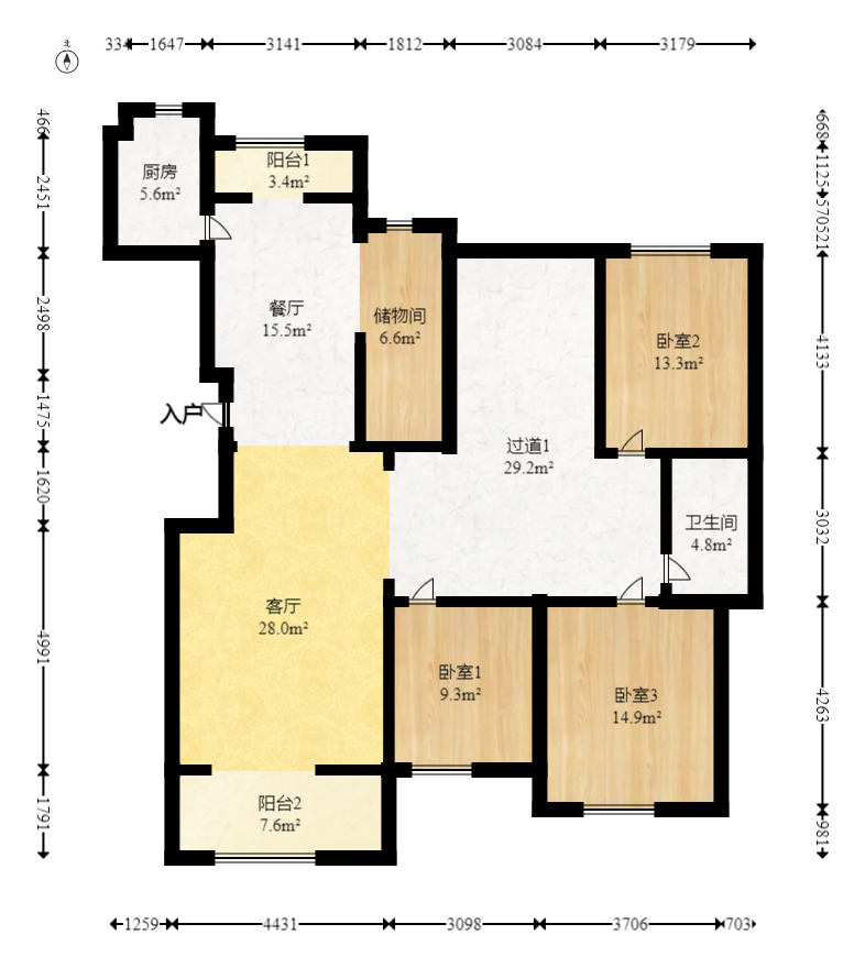双盈卧龙湾  5室3厅3卫   180.00万室内图1