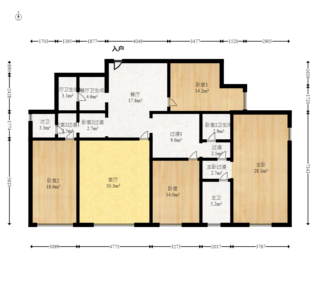万顺家园  5室2厅2卫   186.00万室内图1