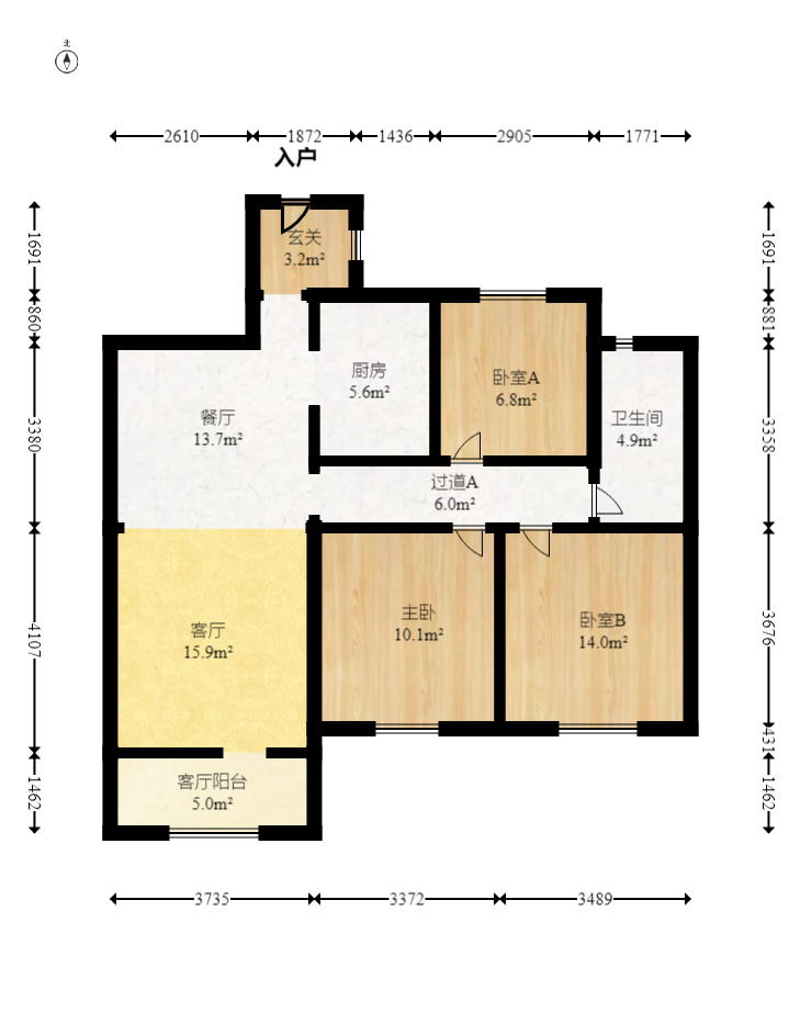 兰亭都荟(璟峰苑) 3室2厅1卫 88.0万 兰亭都荟(璟峰苑) 3室2厅1卫 88.0万户型图