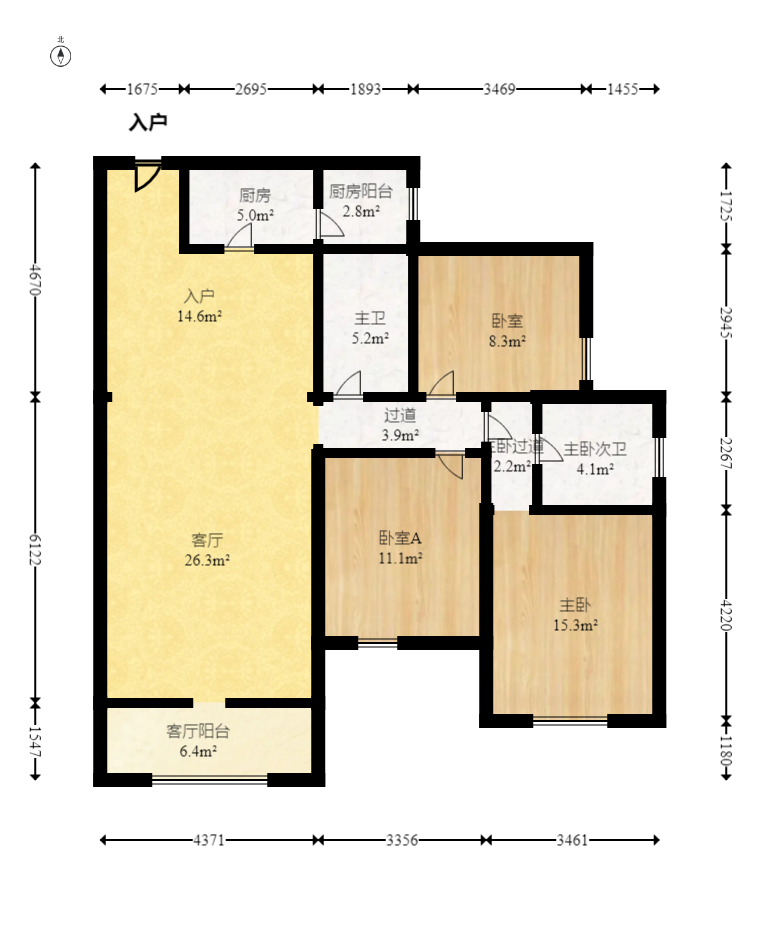 华润凤凰城一期 3室2厅1卫 87.8万 华润凤凰城一期 3室2厅1卫 87.8万户型图
