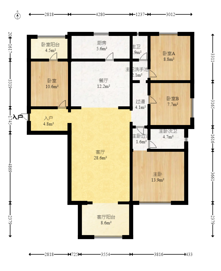碧桂园中央花园 4室2厅2卫 136.0万 碧桂园中央花园 4室2厅2卫 136.0万户型图
