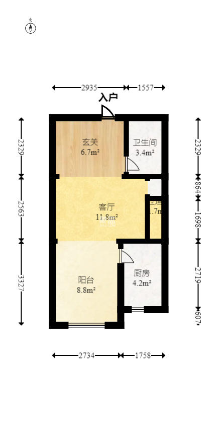 金地兰亭樾  1室1厅1卫   37.80万室内图1
