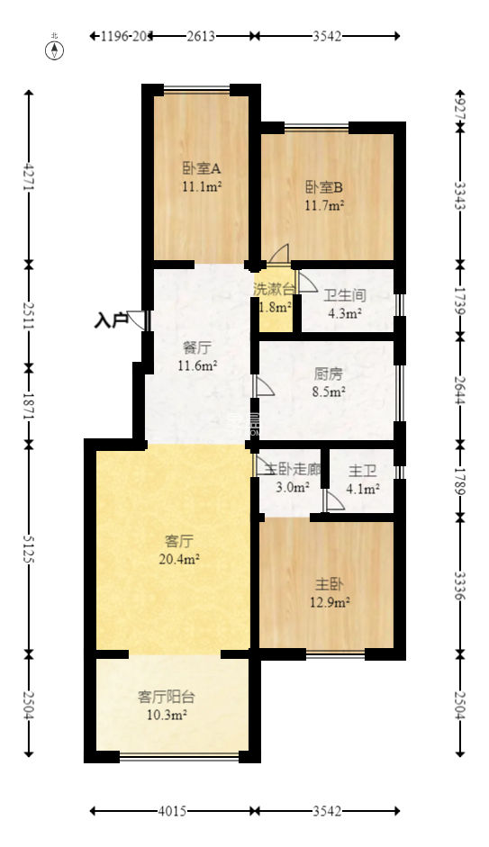 绿地公馆（绿地名邸）  3室2厅1卫    126.0万