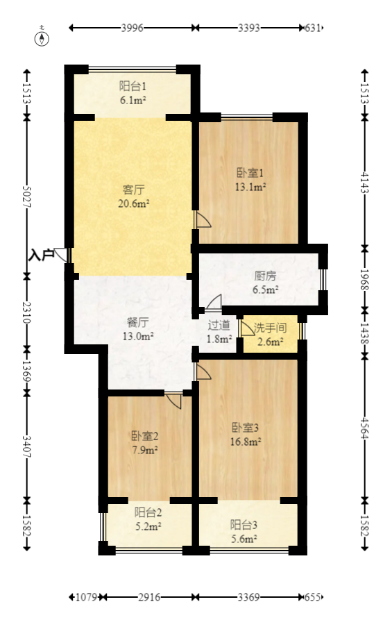 三湘小区  3室2厅1卫   65.00万室内图1