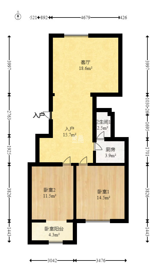 银力家园  2室2厅1卫   68.00万