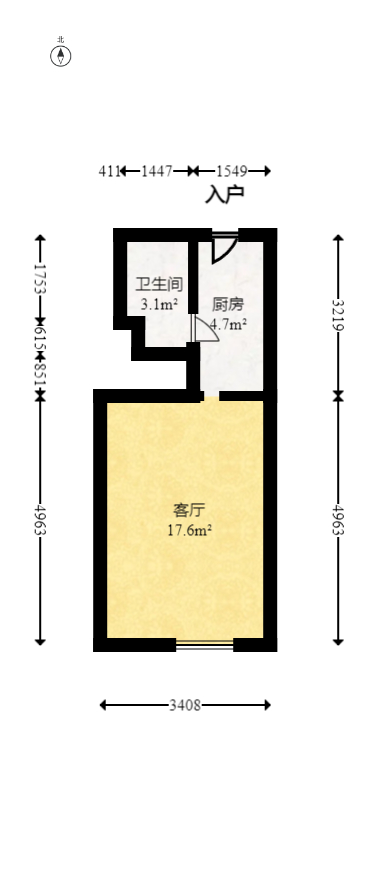 新城悦隽公园  2室1厅1卫   35.80万室内图1