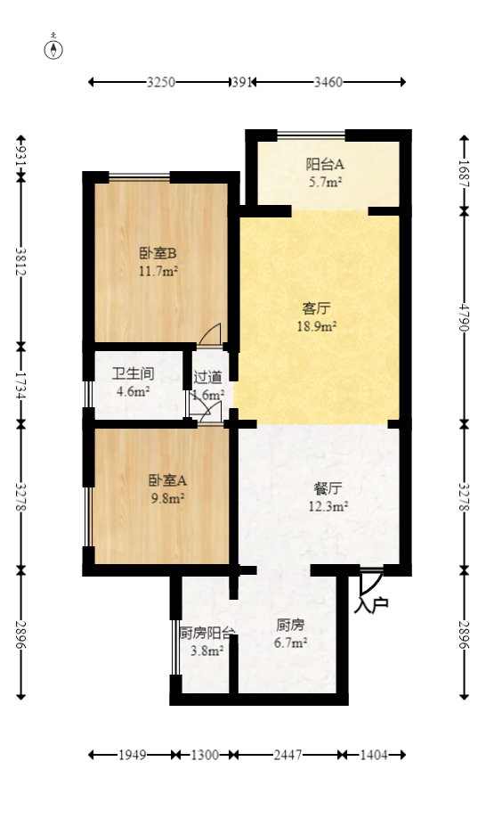 城市山水豪园（山水城市风景）  2室2厅1卫   93.00万室内图1
