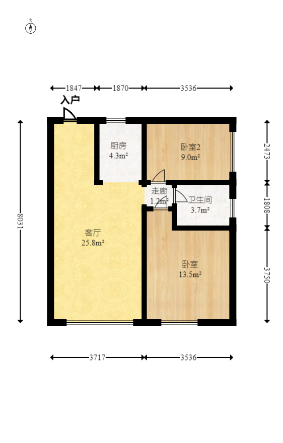 才子佳郡  2室1厅1卫    57.85万室内图1