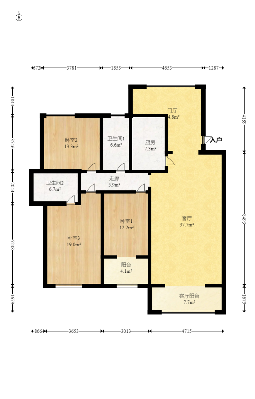 星城荣域 3室2厅2卫 192.0万 星城荣域 3室2厅2卫 192.0万户型图