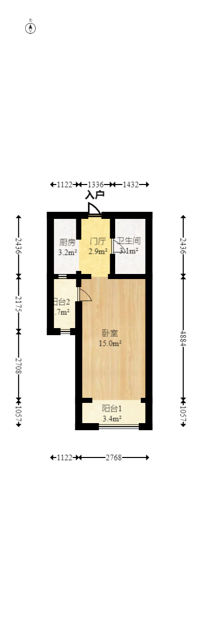 中建信和城  1室1厅1卫    51.0万室内图1