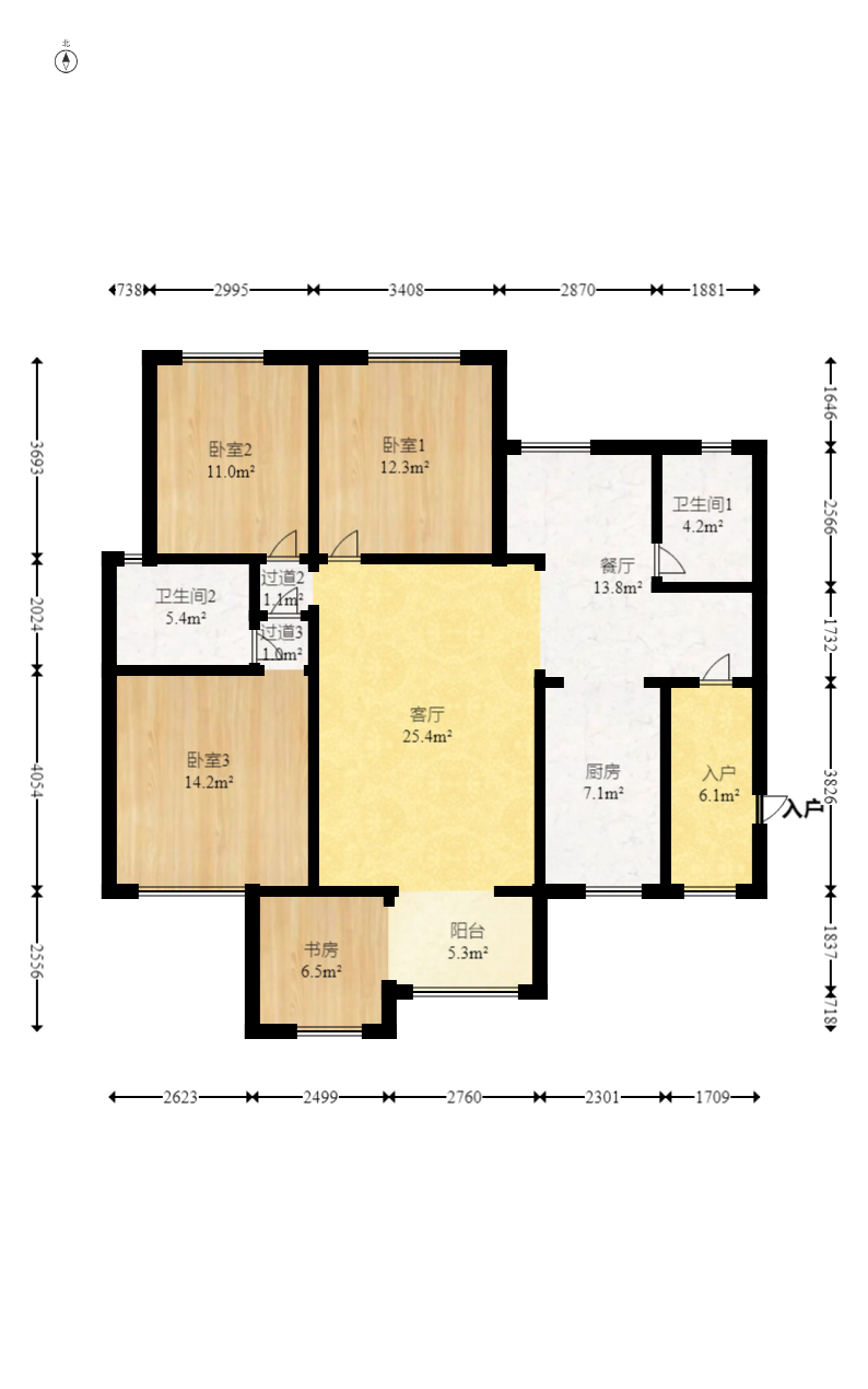 时代倾城一期 3室2厅1卫 98.0万 时代倾城一期 3室2厅1卫 98.0万户型图