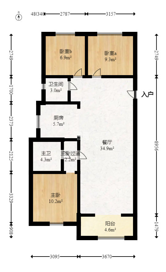 澳海望洲府  3室2厅2卫    58.0万