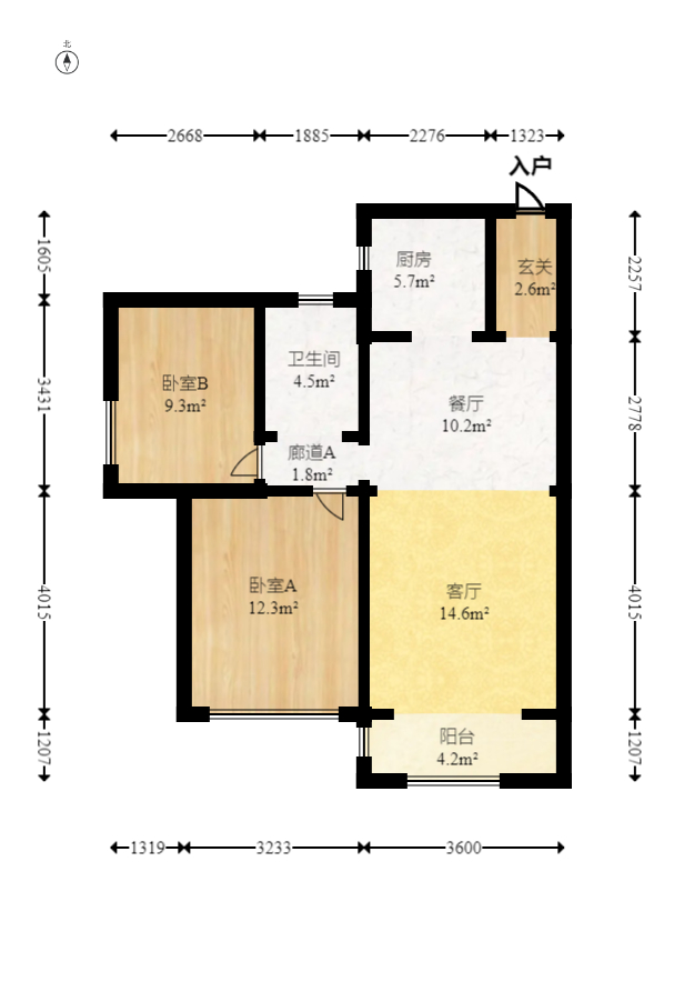 兰亭湾畔  2室2厅1卫   85.00万室内图1