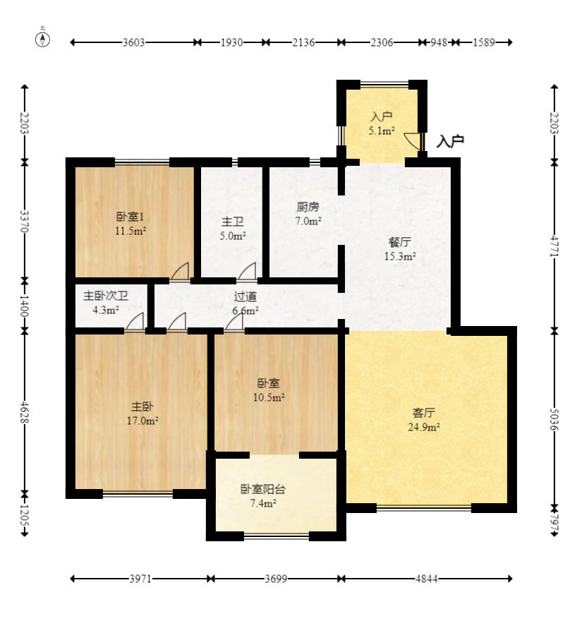 世景華庭  3室2廳1衛(wèi)    68.0萬(wàn)室內(nèi)圖1