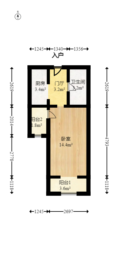 中建信和城  1室1厅1卫    57.88万室内图1