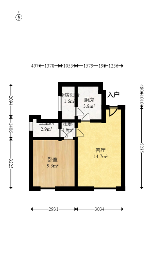 中建信和城  1室1厅1卫   60.00万室内图1